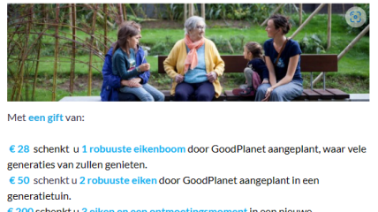 Goodplanet Belgium doet oproep om generatieboom voor Kerstmis te schenken